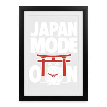 Mode Japon sur le design de Lucky Cat - Affiche encadrée (27 × 37 cm) - noir - Devant