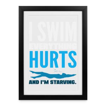 Dictons drôles de nageurs et conception de clubs de natation - Affiche encadrée (27 × 37 cm) - noir - Devant