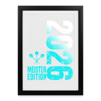 Champion de fléchettes 2026, maillot Kreisliga blanc cyan - Affiche encadrée (27 × 37 cm) - noir - Devant