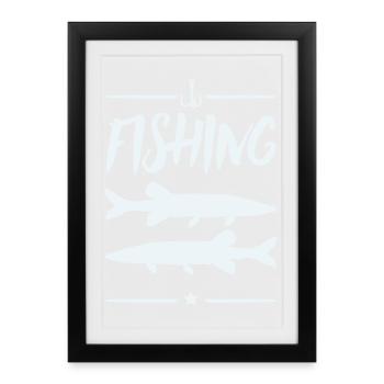Motif du pêcheur : Silhouettes de pêche - Affiche encadrée (27 × 37 cm) - noir - Devant