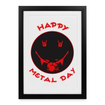 Joyeuse Journée Metal Icône de la batterie - Affiche encadrée (27 × 37 cm) - noir - Devant