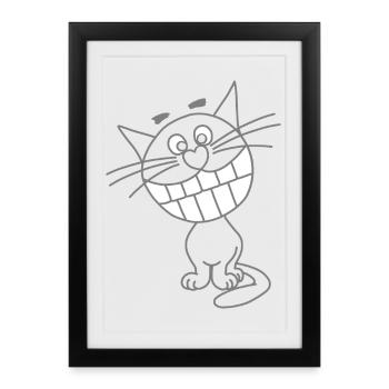 funny smile cat - Framed poster (27 × 37 cm) - black - Front