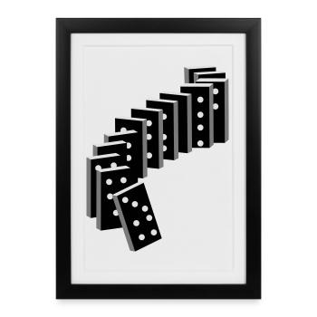 tile-based game with dominoes - Framed poster (27 × 37 cm) - black - Front