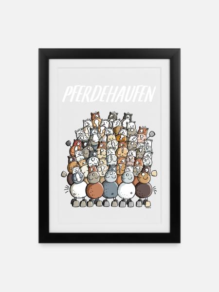 Mein Pferdehaufen - Gerahmtes Poster (27 × 37 cm) - Schwarz
