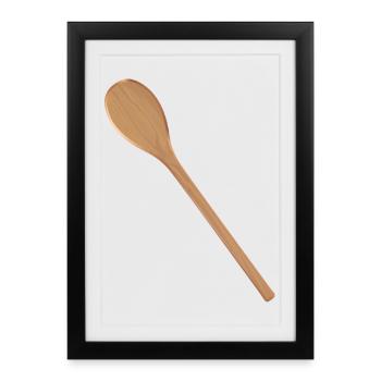 Cuillères en bois Cuillères de cuisine pour vos propres textes et recettes - Affiche encadrée (27 × 37 cm) - noir - Devant