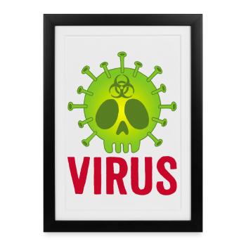 Tête de mort virus - Affiche encadrée (27 × 37 cm) - noir - Devant