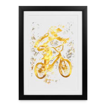 BMX bike | BMX bike | Gold BMX | Gift idea ♥ - Framed poster (27 × 37 cm) - black - Front