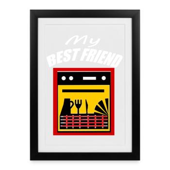 Ami / meilleur ami / ami / lave-vaisselle - Affiche encadrée (27 × 37 cm) - noir - Devant