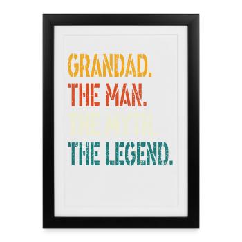 Grand-père L’homme Le mythe La légende T-shirt - Affiche encadrée (27 × 37 cm) - noir - Devant