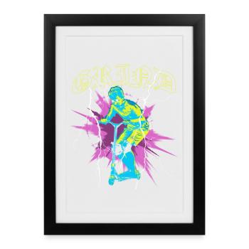 | de scooter Freestyle Cadeau pour enfants - Affiche encadrée (27 × 37 cm) - noir - Devant