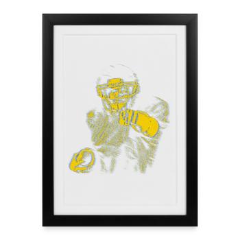 Index de la star du football jaune bleu - Affiche encadrée (27 × 37 cm) - noir - Devant