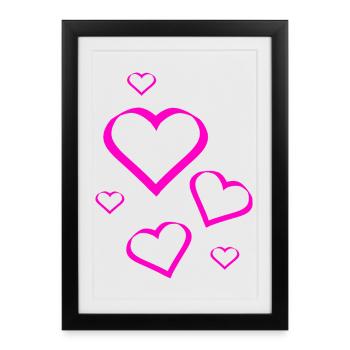 Motif de cœur rose cadeau rose rose - Affiche encadrée (27 × 37 cm) - noir - Devant