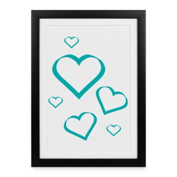 Blue Heart Pattern Heart Pattern Gift - Framed poster (27 × 37 cm) - black - Front