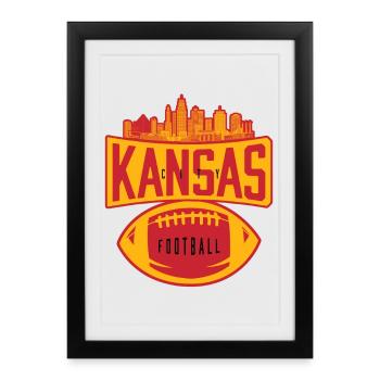 Kansas City Football Skyline Vintage - Framed poster (27 × 37 cm) - black - Front