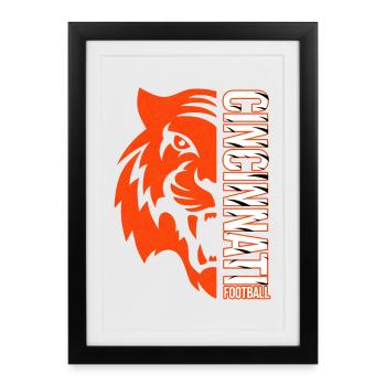 Cincinnati Football – Tiger Power Design - Affiche encadrée (27 × 37 cm) - noir - Devant