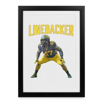 Conception du football de linebacker Kraft - Affiche encadrée (27 × 37 cm) - noir - Devant