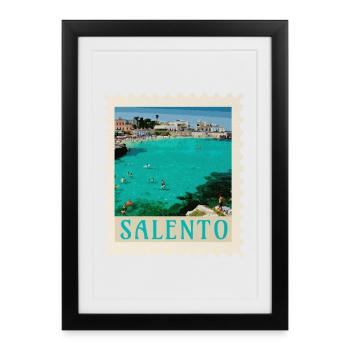 Salento Turquoise Beach Retro Poster - Framed poster (27 × 37 cm) - black - Front