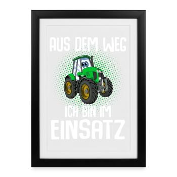 Traktor Kinder Aus Dem Weg - Gerahmtes Poster (27 × 37 cm) - Schwarz - Vorne