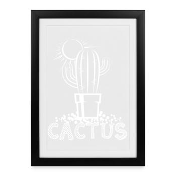 cactus Kakteen Katktus Symbol Sonne Wüste icon - Gerahmtes Poster (27 × 37 cm) - Schwarz - Vorne
