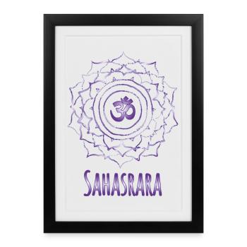 Mandala Om Sahasrara Purple Design - Framed poster (27 × 37 cm) - black - Front