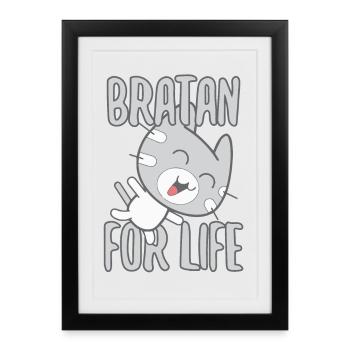 Bratan Cat Cat Grey Cadeau - Affiche encadrée (27 × 37 cm) - noir - Devant