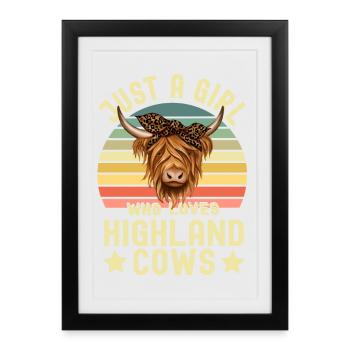 Vache bovine écossaise des Highlands - Affiche encadrée (27 × 37 cm) - noir - Devant
