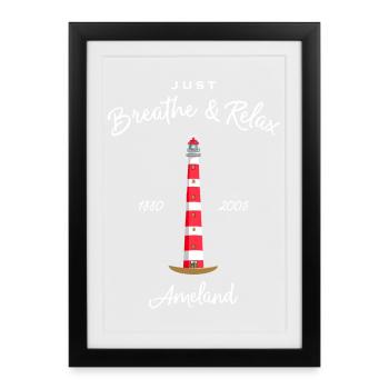 Lighthouse on the island of Ameland, Netherlands - Framed poster (27 × 37 cm) - black - Front