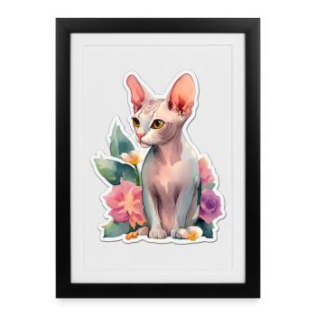 Chat Sphynx - Affiche encadrée (27 × 37 cm) - noir - Devant