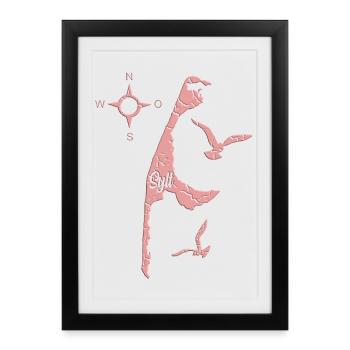 Sylt Design en rose - Affiche encadrée (27 × 37 cm) - noir - Devant