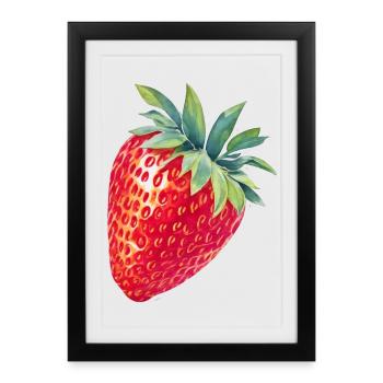 Fraise - Affiche encadrée (27 × 37 cm) - noir - Devant