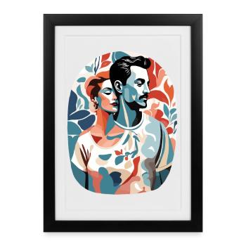 Art abstrait homme et femme - Affiche encadrée (27 × 37 cm) - noir - Devant