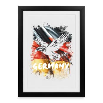 Deutscher Adler mit Deutschland Flagge - Gerahmtes Poster (27 × 37 cm) - Schwarz - Vorne