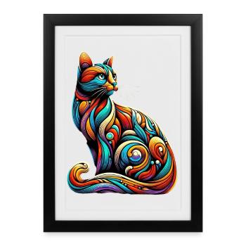 Chat - Affiche encadrée (27 × 37 cm) - noir - Devant