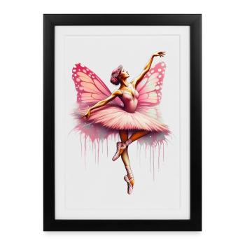 Ballerina with butterfly wings butterflies tutu - Framed poster (27 × 37 cm) - black - Front