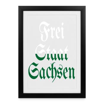 Land libre de Saxe blanc vert maison - Affiche encadrée (27 × 37 cm) - noir - Devant