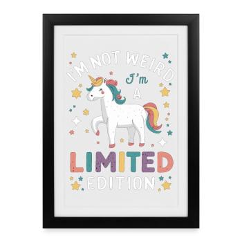 Je ne suis pas bizarre, je suis une édition limitée - Licorne - Affiche encadrée (27 × 37 cm) - noir - Devant