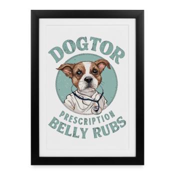 Prescription de Doggor : Frottements du ventre - Affiche encadrée (27 × 37 cm) - noir - Devant