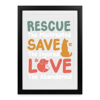 Hunde Rettung Adoptieren - Gerahmtes Poster (27 × 37 cm) - Schwarz - Vorne