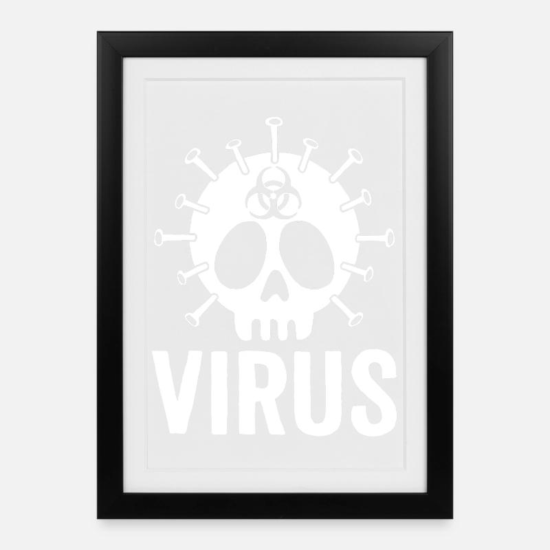 Crâne de virus - Affiche encadrée (27 × 37 cm) - noir