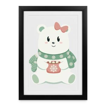 Ours polaire avec arc - Affiche encadrée (27 × 37 cm) - noir - Devant