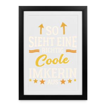 So sieht ein coole Imkerin aus Honig Bienen - Gerahmtes Poster (27 × 37 cm) - Schwarz - Vorne