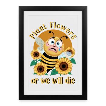 Saving bees - Framed poster (27 × 37 cm) - black - Front
