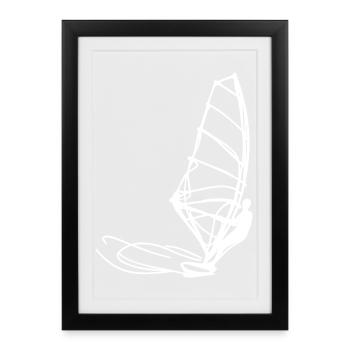 Windsurfer Drawing - Framed poster (27 × 37 cm) - black - Front