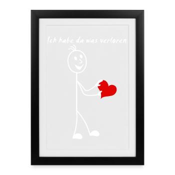 Allumette J’ai perdu quelque chose cœur rouge - Affiche encadrée (27 × 37 cm) - noir - Devant