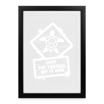 Sauvez les tortues Hit It Funny Sign - Affiche encadrée (27 × 37 cm) - noir - Devant