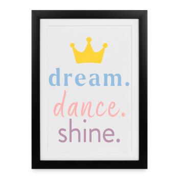 Rêve. Danser. Briller. – Chemise de danse pour fille - Affiche encadrée (27 × 37 cm) - noir - Devant