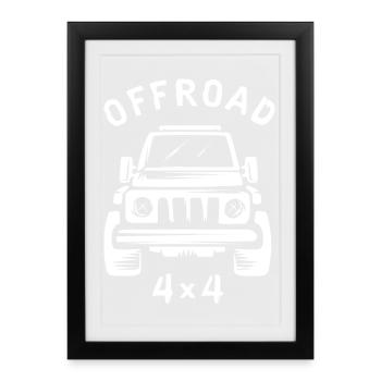 offroad 4x4 off-road vehicle - car and wilderness - Framed poster (27 × 37 cm) - black - Front