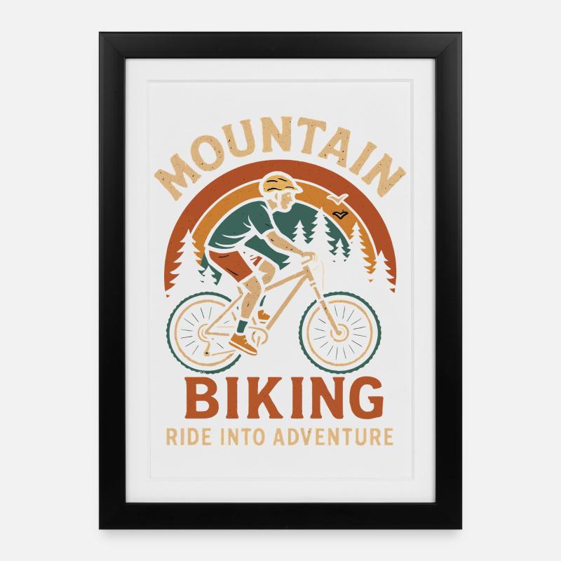 Conception d’aventure en VTT - Affiche encadrée (27 × 37 cm) - noir