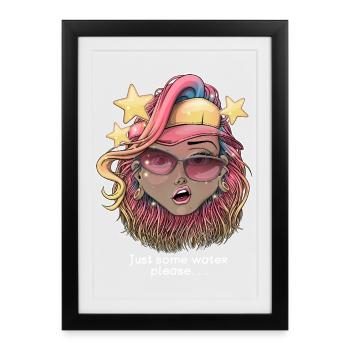 Coup de chaleur arc-en-ciel fille design - Affiche encadrée (27 × 37 cm) - noir - Devant