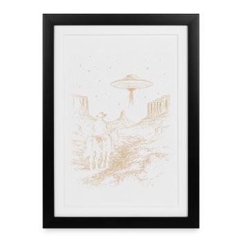 Cowboy Wester Ufo Country 2025 Tendance Rétro Vintage - Affiche encadrée (27 × 37 cm) - noir - Devant
